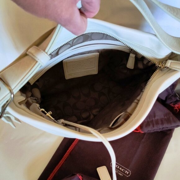 Coach Vintage Rugby Stripe Leather Duffle Sac Bucket Bag w/Matching Wristlet EUC - Picture 4 of 16